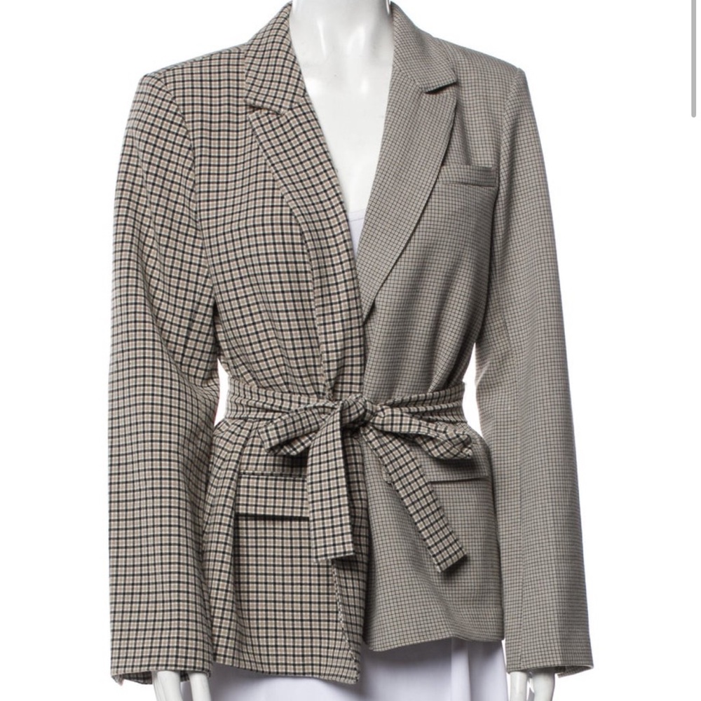 L'Academie Checkered Belted Blazer